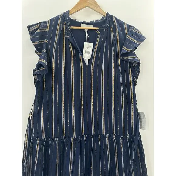 Adelyn Rae Boho Chic Nina Cotton Midi Dress Navy Blue Xlarge Classic With Pocket - Picture 4 of 12